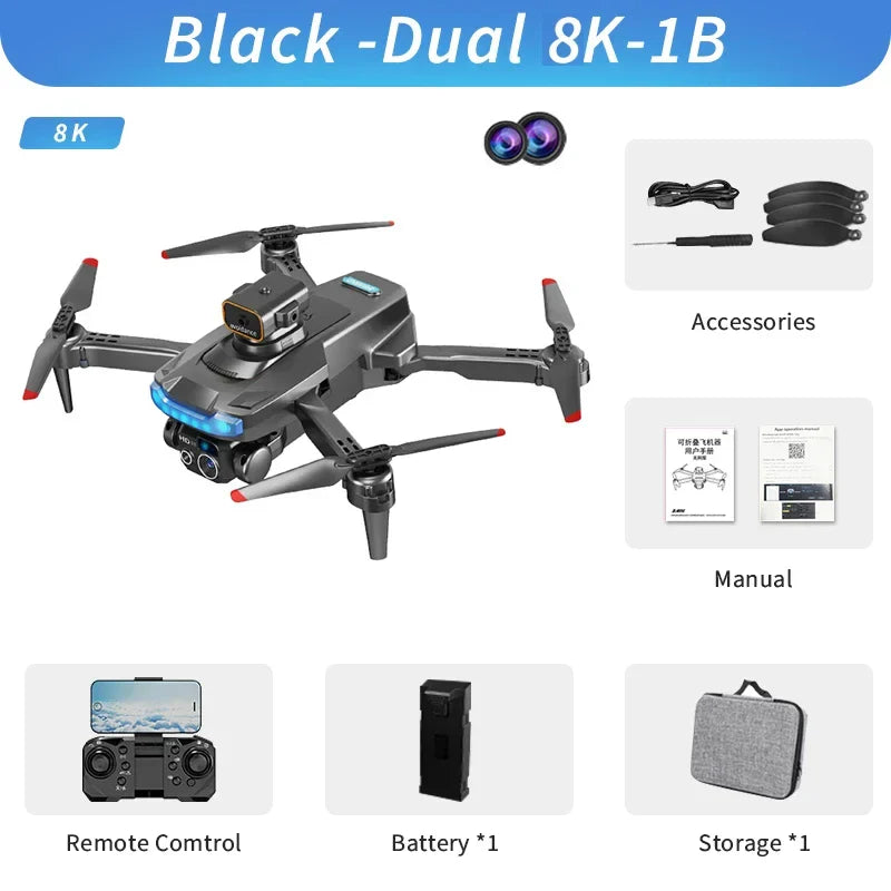 8K HD Dual Camera Drone with Instant Photo and Video Capture - Obstacle Detector