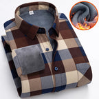 Men's thick corduroy plaid shirt