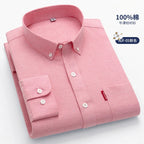 Chemise à Manches Longues 100% Pur Coton Homme
