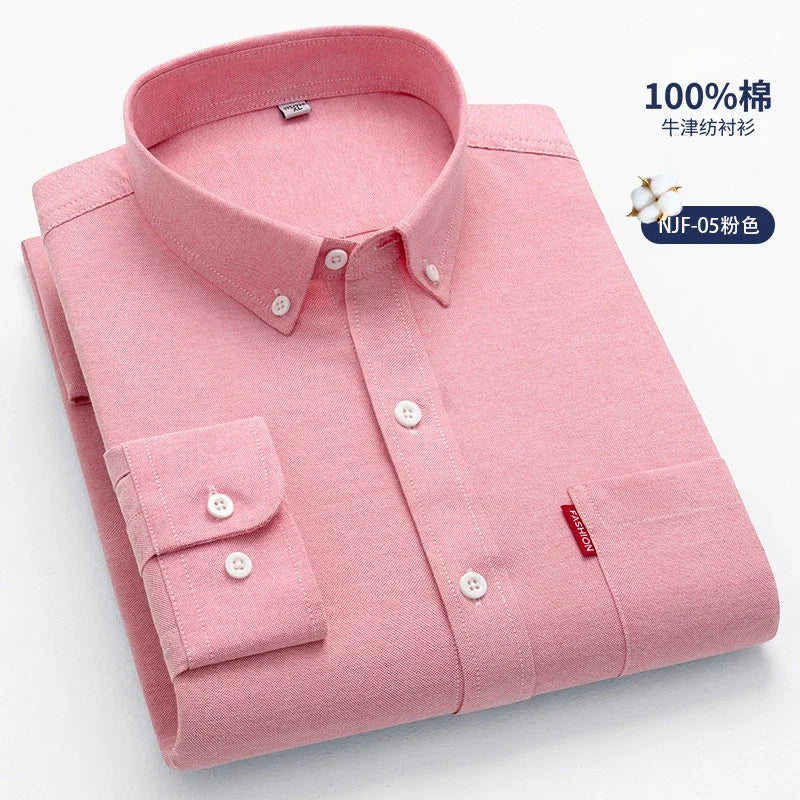Chemise à Manches Longues 100% Pur Coton Homme