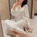 Long white nightgown with lace