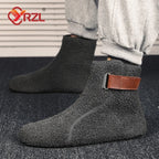 Fuzzy Loopback Bootie Slippers with PU Leather Strap