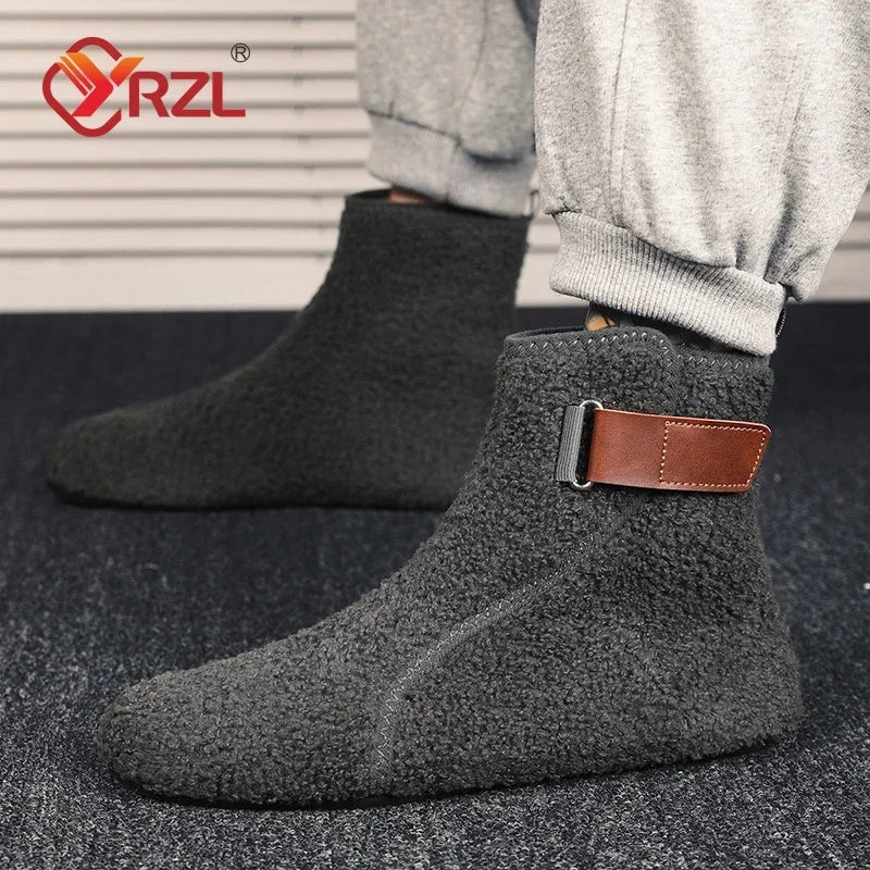 Fuzzy Loopback Bootie Slippers with PU Leather Strap