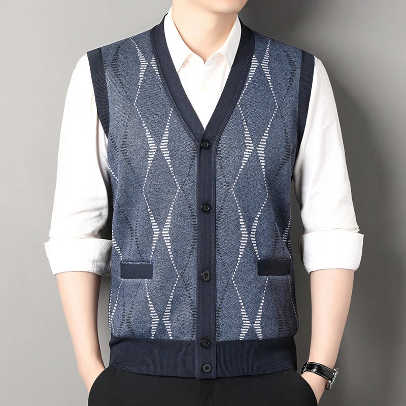 Cardigan tricot sans manches à motif