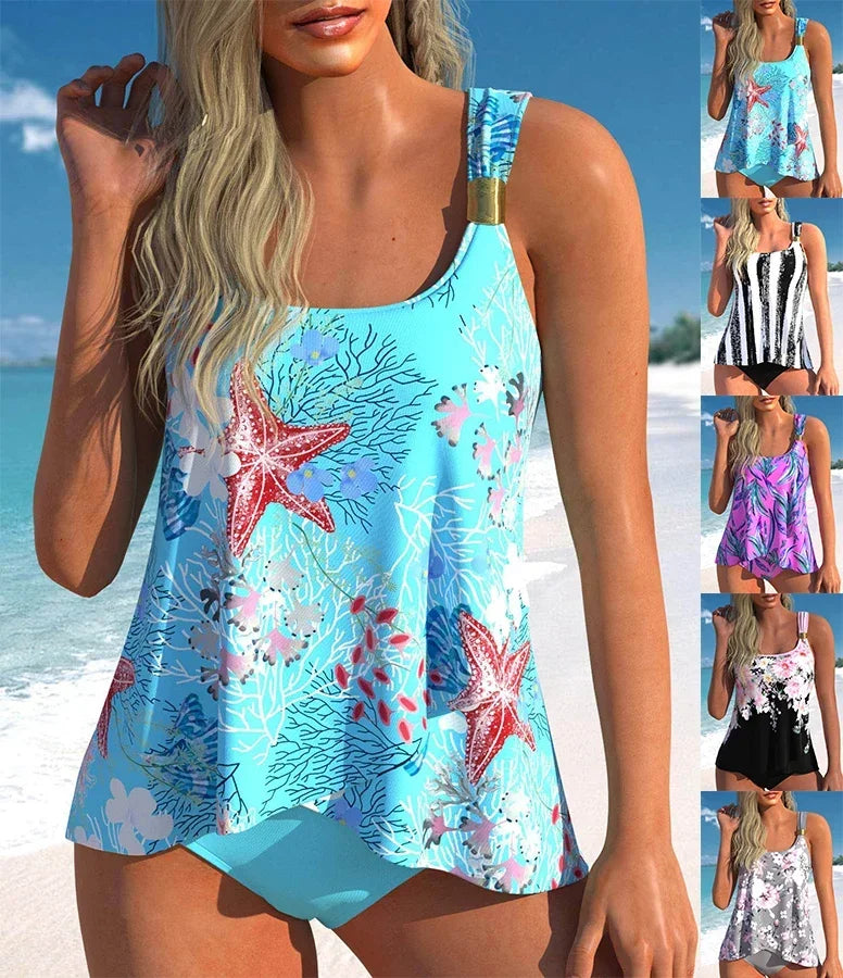 Women's Elegant Floral Print Summer Tankini