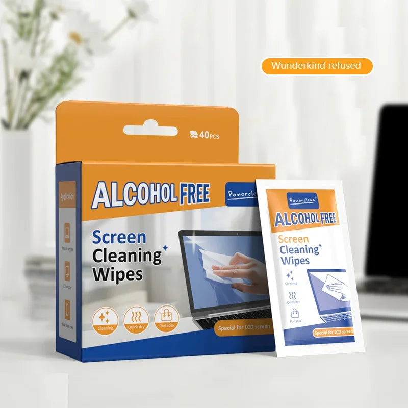 Lot de 40 Lingettes Nettoyantes pour Écrans – Lingettes Sèches et Humides pour PC, Téléphone, Tablette, TV et Voiture