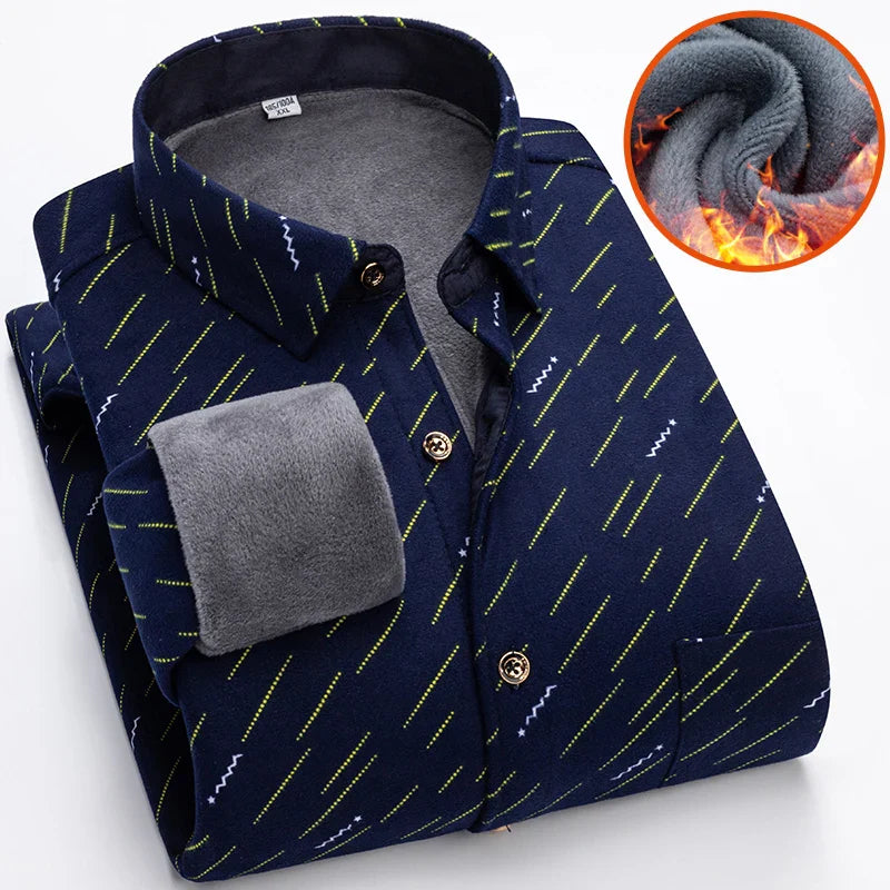 Men's thick corduroy plaid shirt