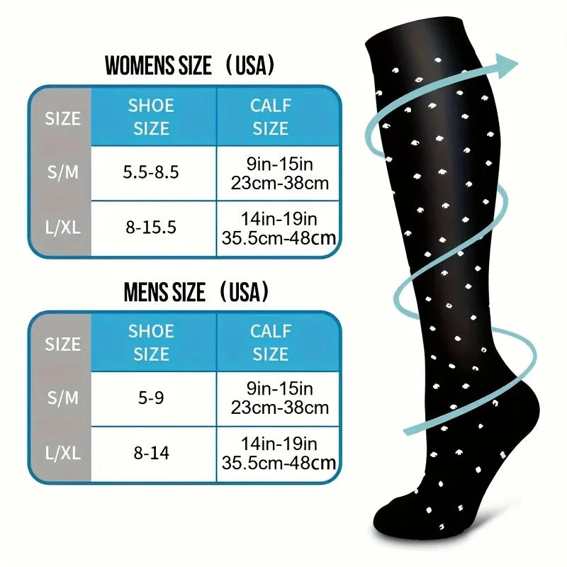 6 Pairs Patterned Compression Socks