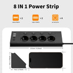 Multiprise d'Angles de Bureau avec Interrupteur de Contrôle - 4 Prises + 4 Ports