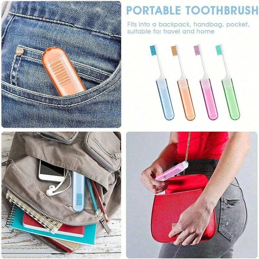 3x Compact Travel Toothbrushes