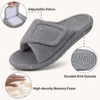 Open-Toe Indoor Slippers with Hook-and-Loop Fastener & Non-Slip Sole