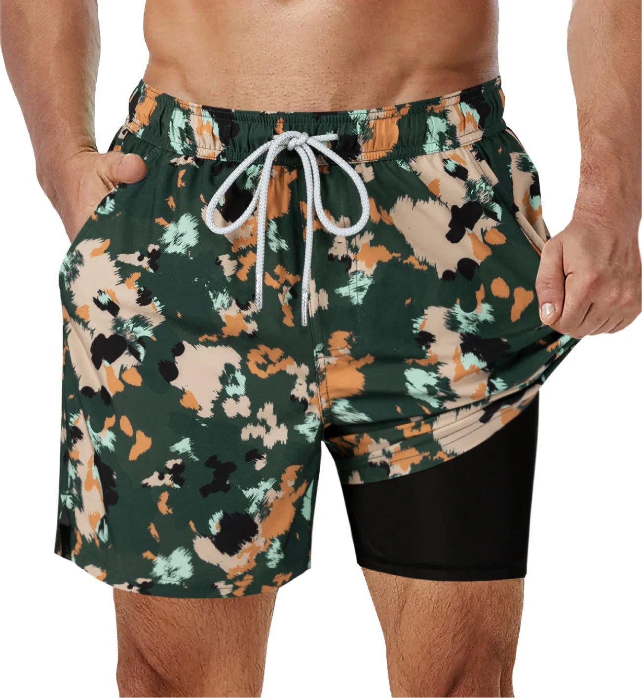 Swimsuit with integrated compression lining