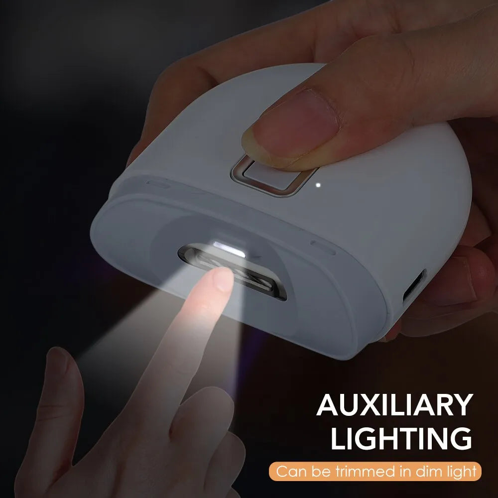 Electric nail clippers with integrated LED light