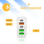 65W 5-in-1 Fast Charger - 3 USB + 2 USB-C