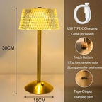 Lampe LED Cristal Or avec Bouton Tactile & USB