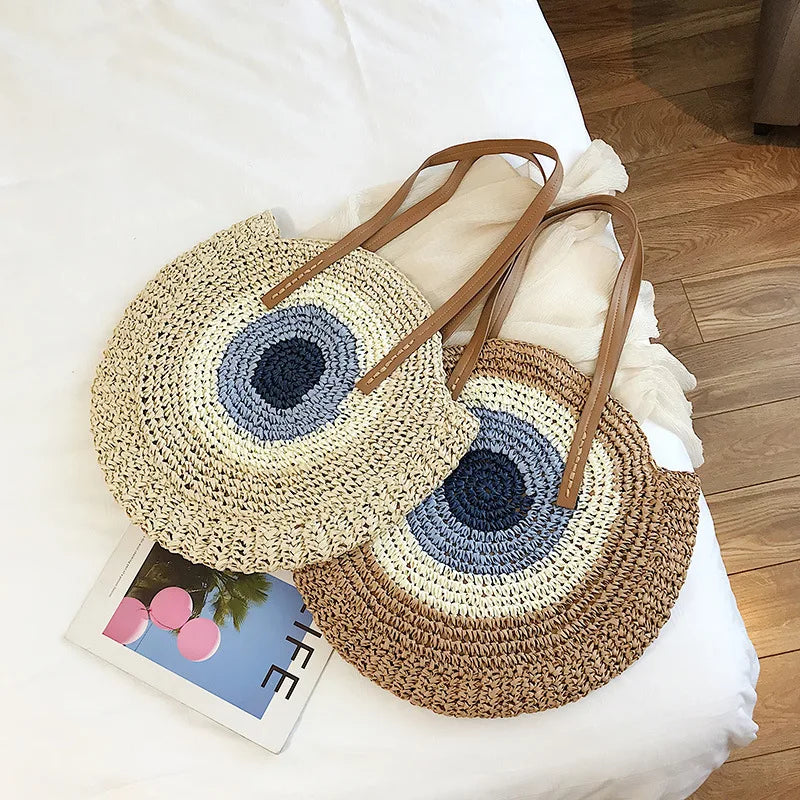 Sac de Plage en Osier "Oeil" avec Fermeture