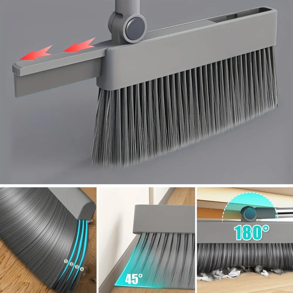 4-in-1 Broom with Dustpan, Brush, and Squeegee