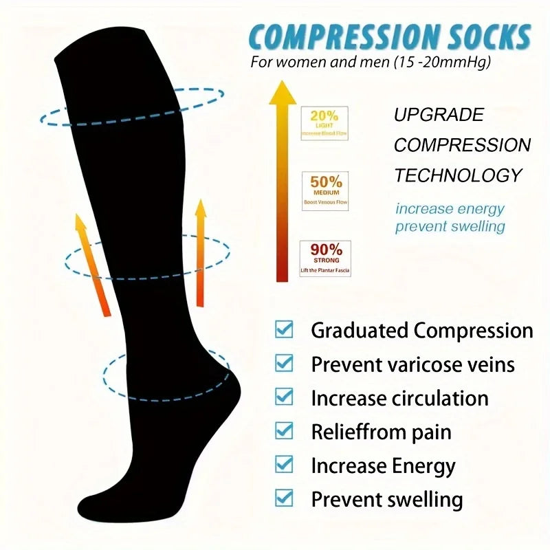 6 Pairs Patterned Compression Socks