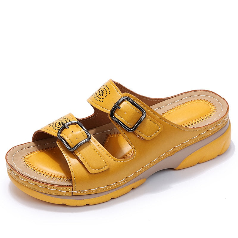 Platform sandals with memory foam