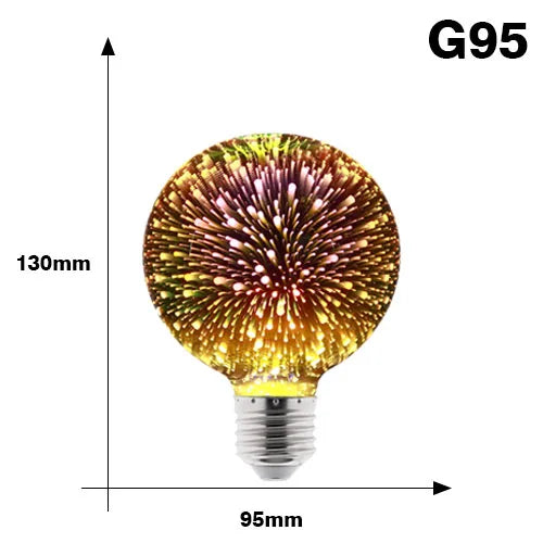 3D Colorful Fireworks LED Bulb