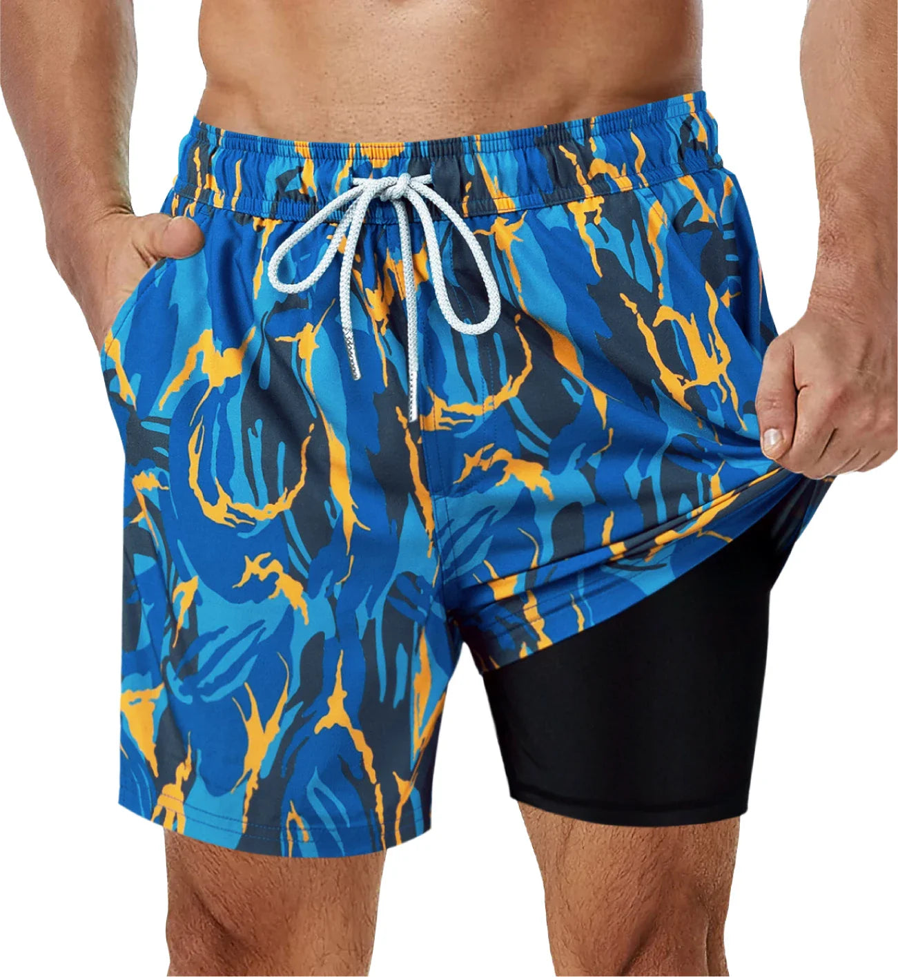 Swimsuit with integrated compression lining