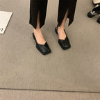 Sandales à talon et bout carré - Cuir PU