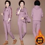 Women's 3-Piece Set - Joggers, Sweatshirt & Puffer Jacket