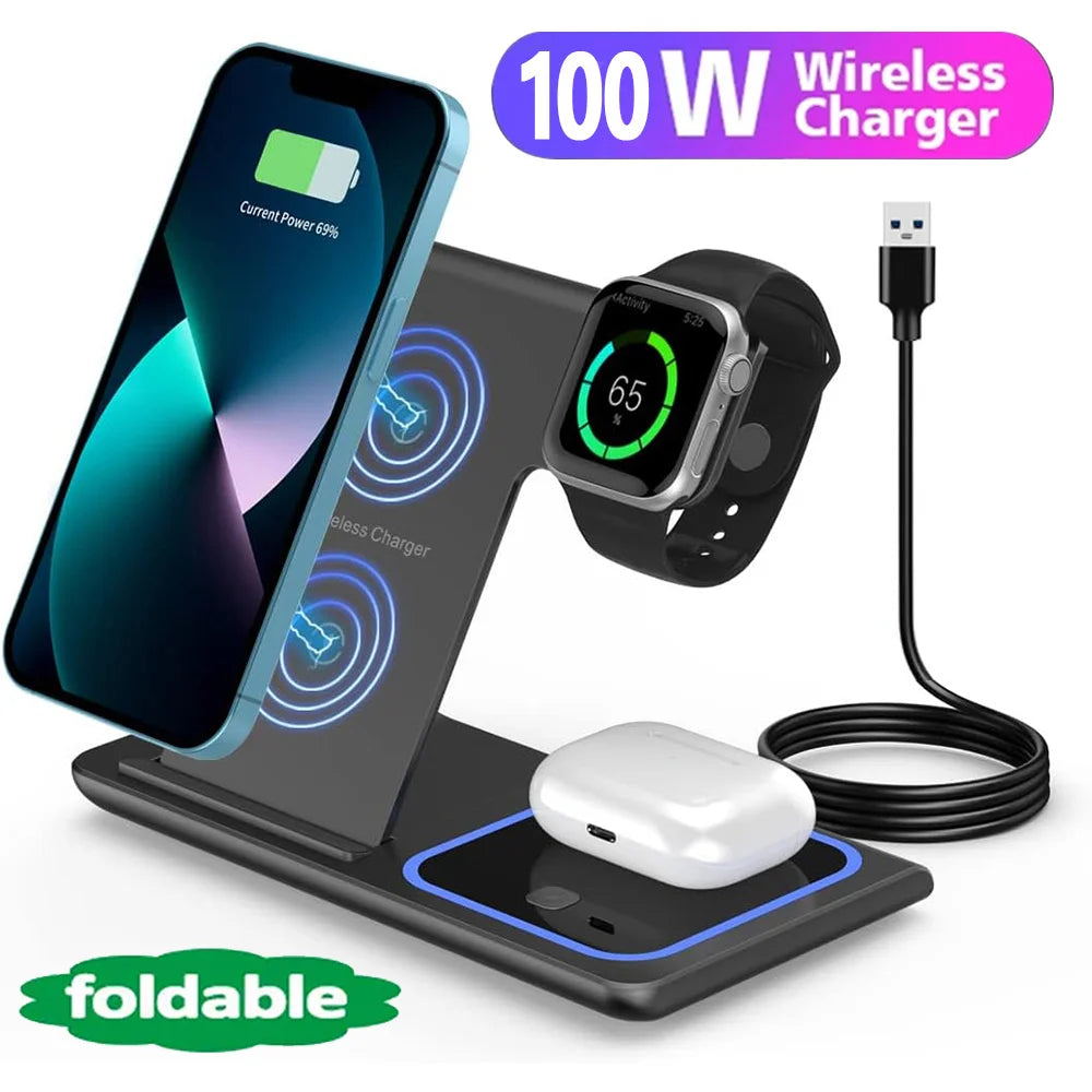 3-in-1 Wireless Charging Stand - iPhone, AirPods & Apple Watch