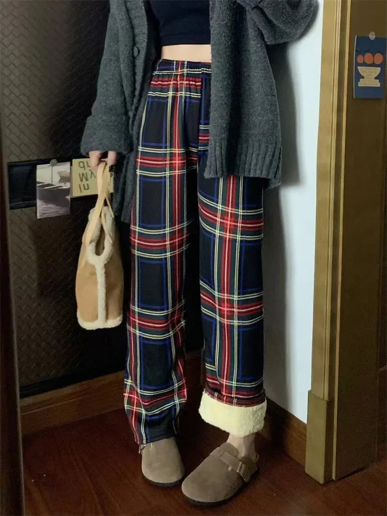 Warm Plaid Trousers - Fleece Lined