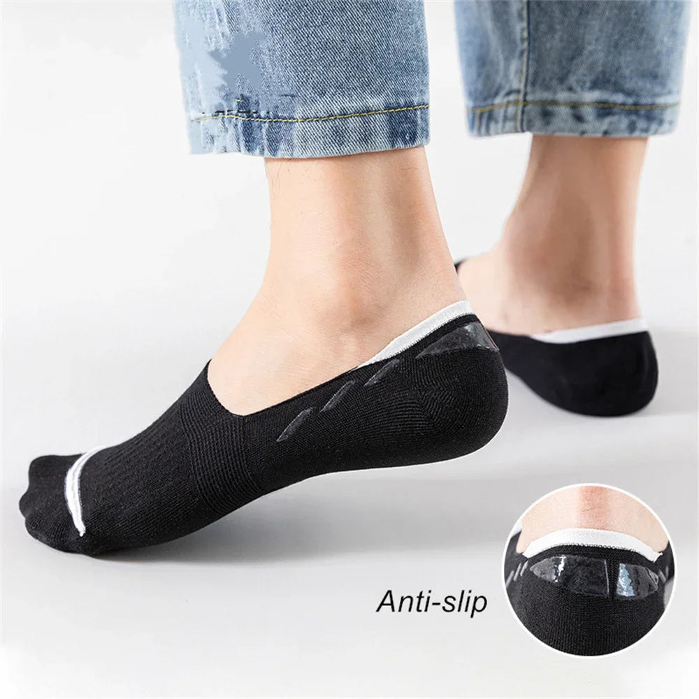 Lot 10 Paires Socquettes Invisibles Homme Coton — Antidérapant Silicone