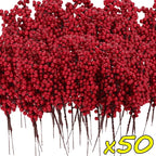 20x Artificial Christmas Holly Berries with Stem