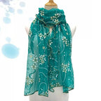 Foulard Femme Fleuri à Paillettes – Effet Soie, Léger & Élégant – Mi-Saison
