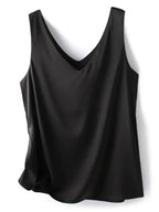 Timeless Satin Tank Top V-Neck Front & Back