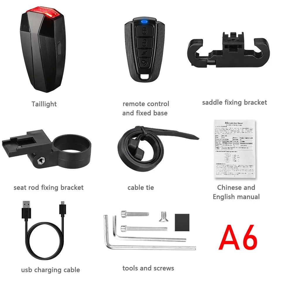 Lumière de Vélo avec Alarme de Détection