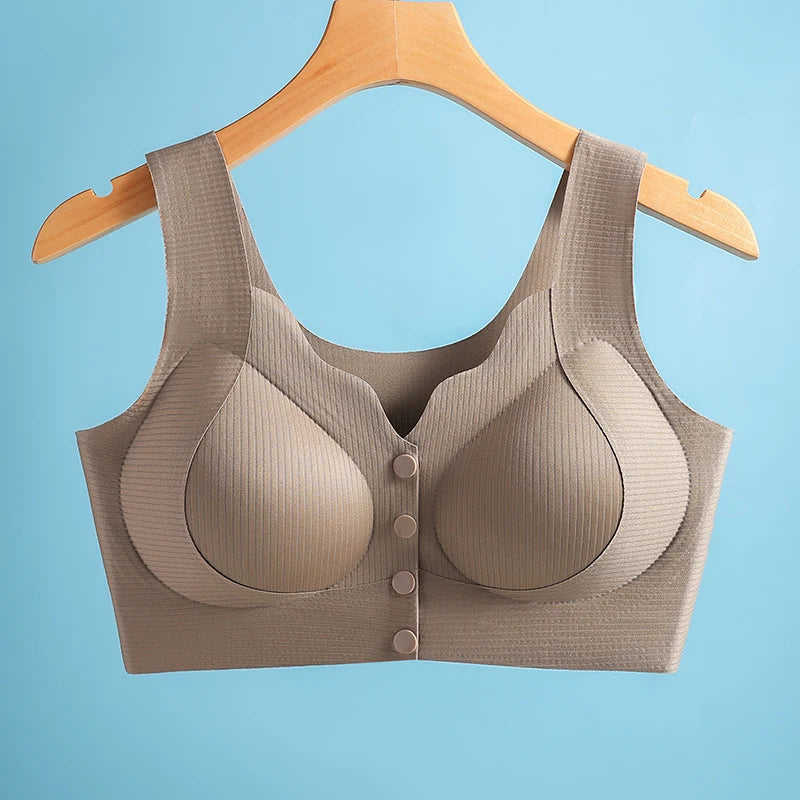 Seamless ribbed snap-front bralette