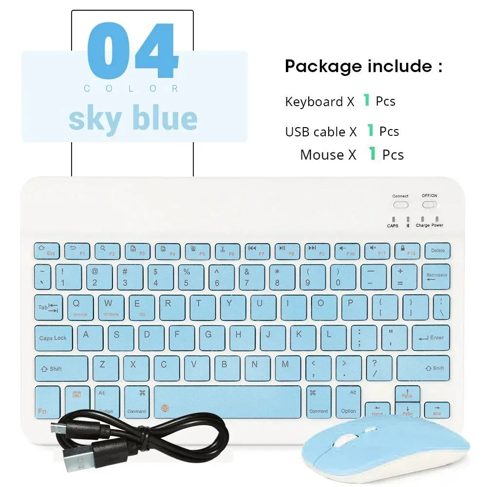 Rechargeable Wireless Bluetooth Keyboard – Compatible with Android, iOS and Windows + FREE Wireless Mouse