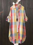 Chemise à Carreaux longue en Coton Mi-Saison - Femme