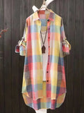Chemise à Carreaux longue en Coton Mi-Saison - Femme