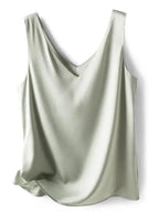 Timeless Satin Tank Top V-Neck Front & Back