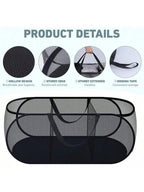 Grand Panier en Maille Pop-Up Pliable 3 Compartiments - Noir, Blanc & Couleurs