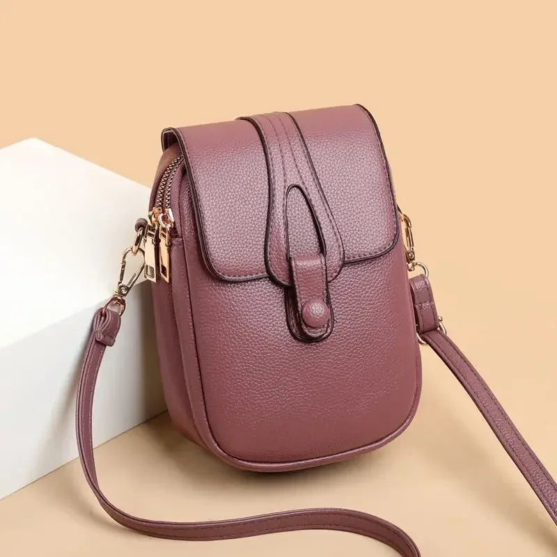 Women's Vintage PU Leather Shoulder Bag - Retro Elegance & Practical Size