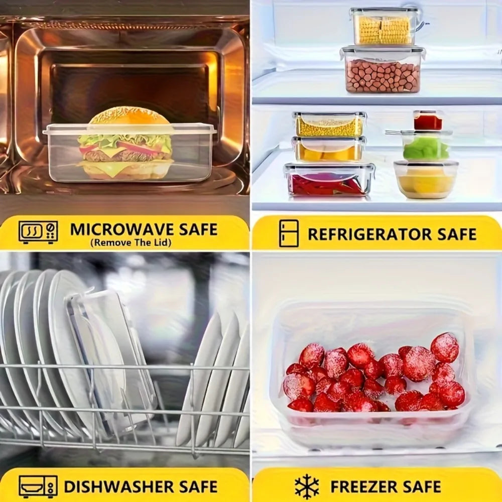 Ensemble de 8 Boîtes Alimentaires Hermétiques en PP – Compatibles Micro-ondes et Congélateur