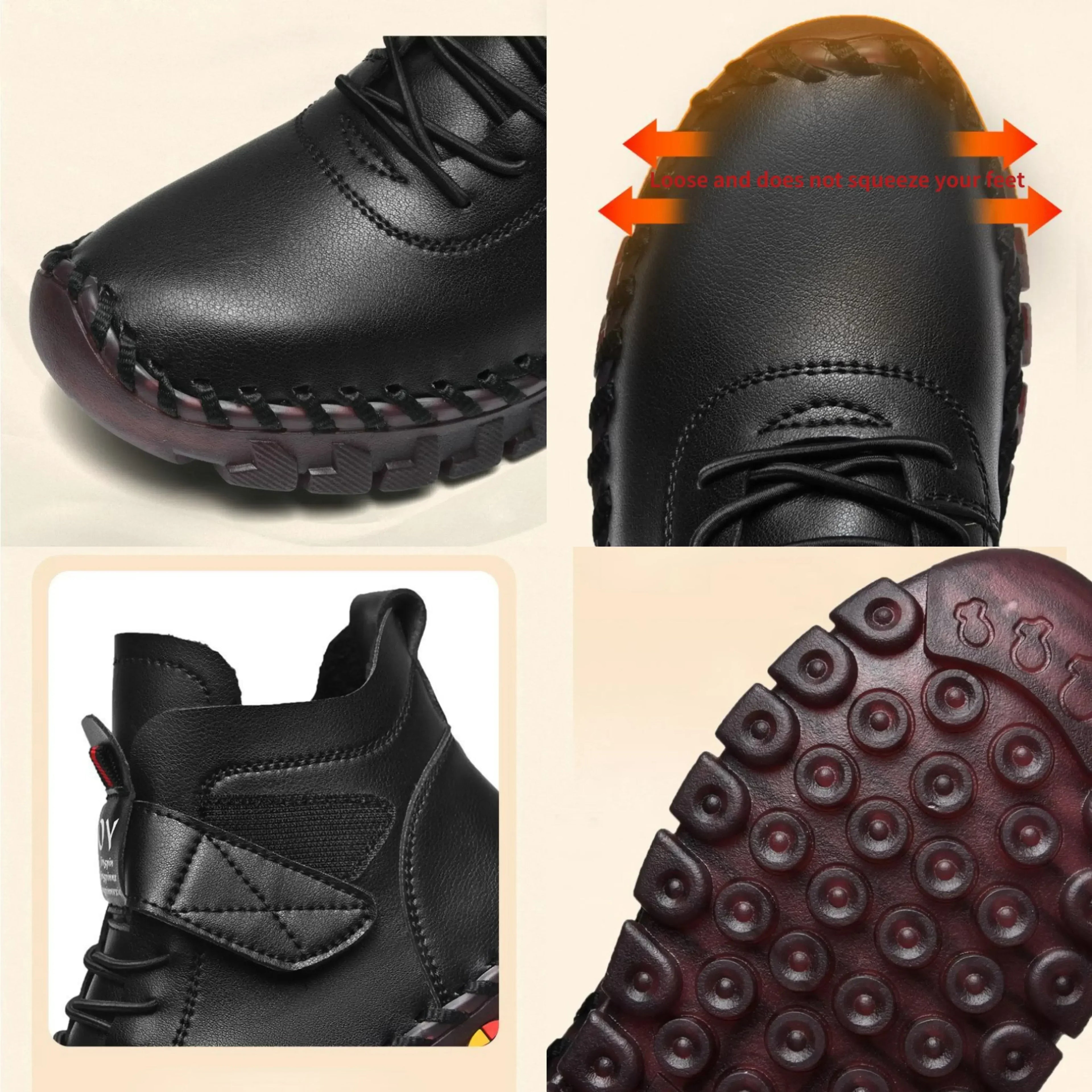 Faux leather fleece-lined ankle boots - Easy to slip on