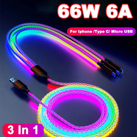 Câble 3-en-1 Lumineux RGB - Charge 66W