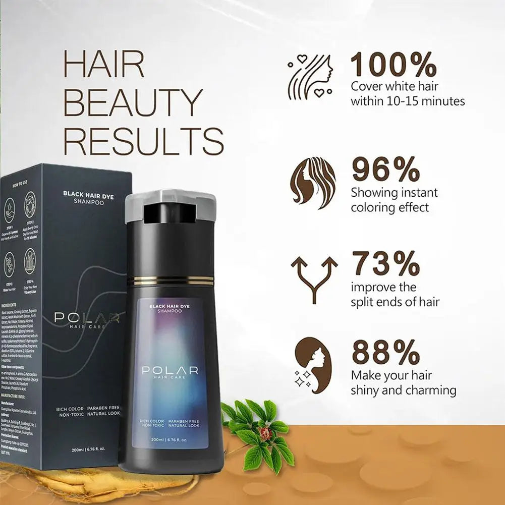 Shampoing Colorant 3-en-1 200 ml – Coloration Capillaire Nourrissante pour Femme et Homme, Couvre les Cheveux Gris