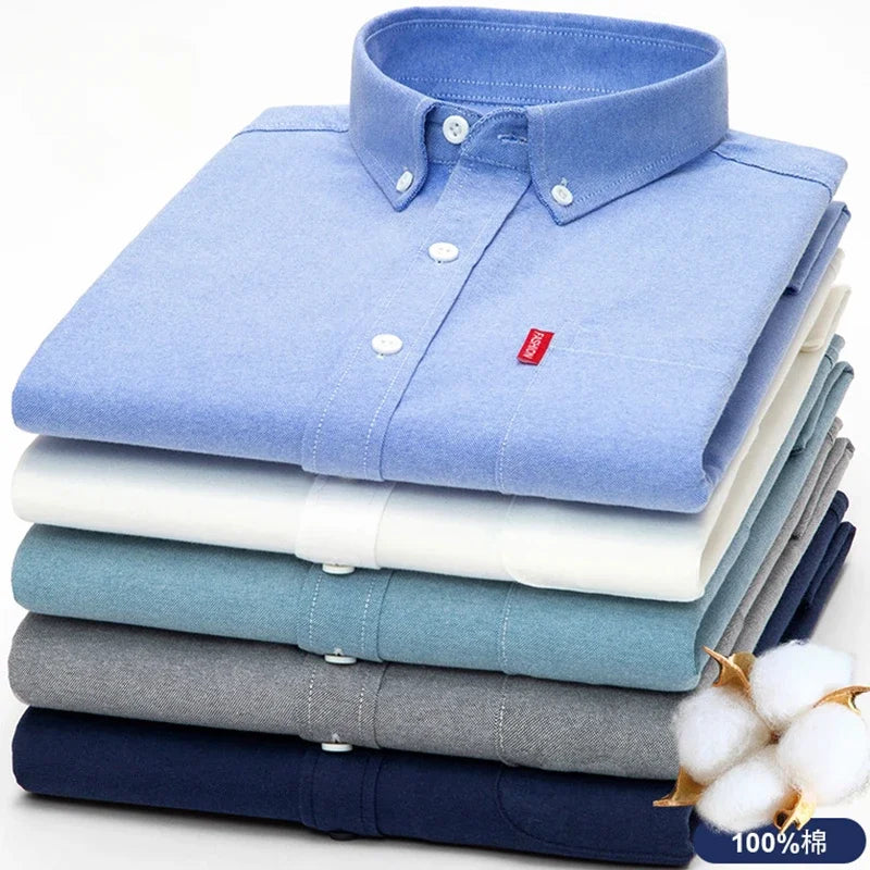 Chemise à Manches Longues 100% Pur Coton Homme