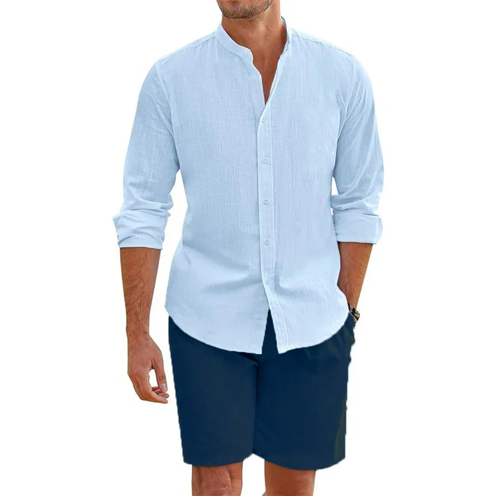 Men's Cotton Linen Shirt and Shorts Set — 2 Piece, Summer Beach Outfit