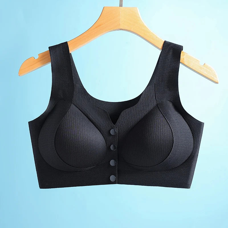 Seamless ribbed snap-front bralette