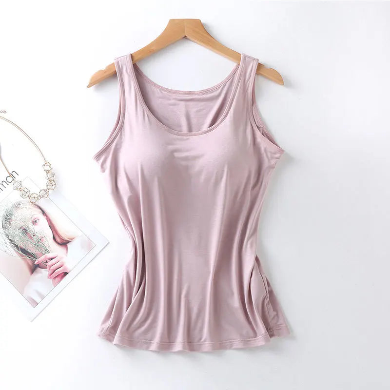 Women's Tank Top with Built-in Bra - Slim Fit, Everyday Comfort