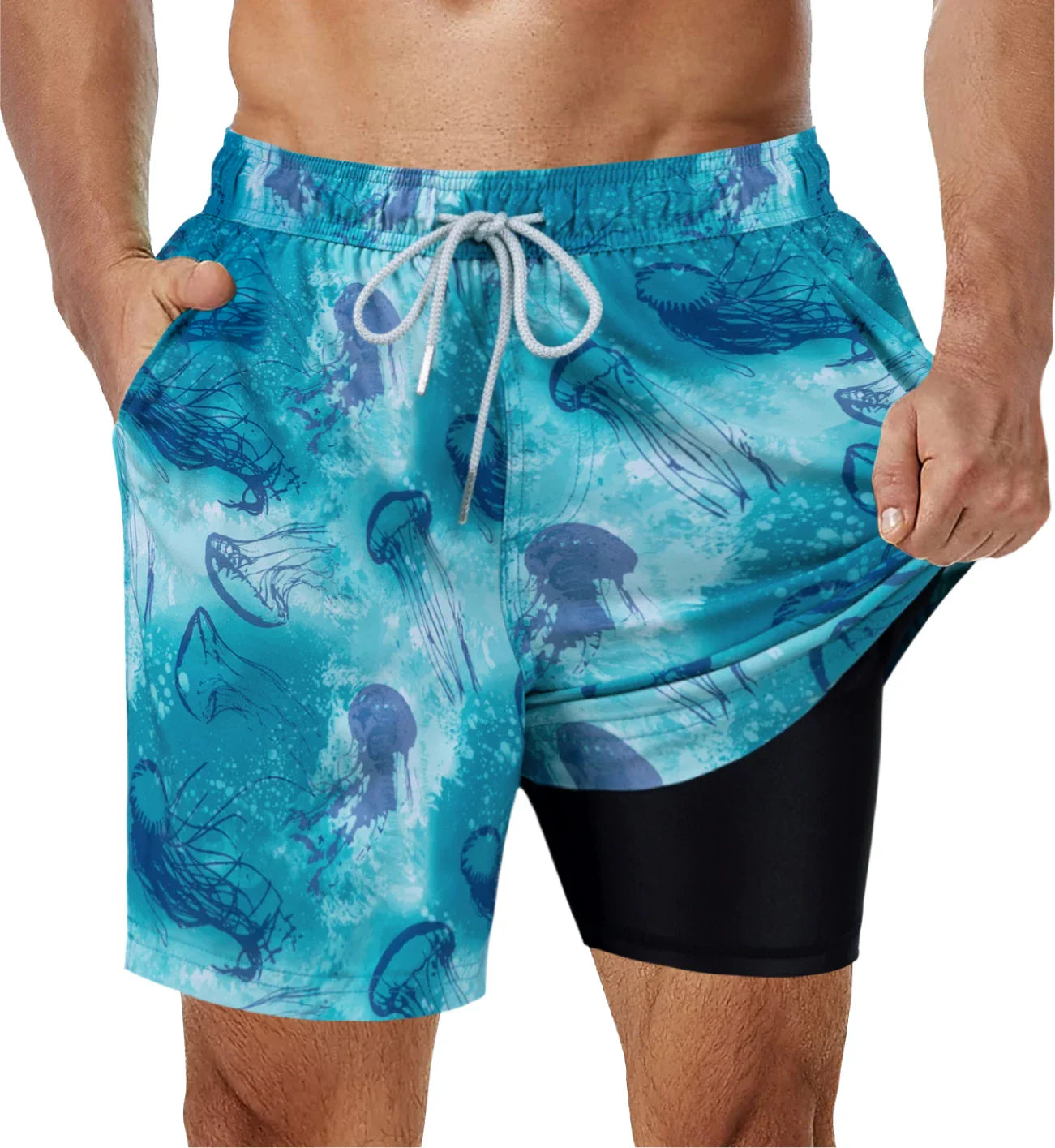 Swimsuit with integrated compression lining